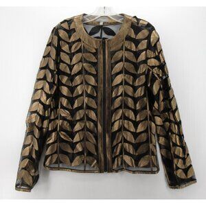 Neiman Marcus Jacket Medium Genuine Leather Sheer Art to Wear Zip Up